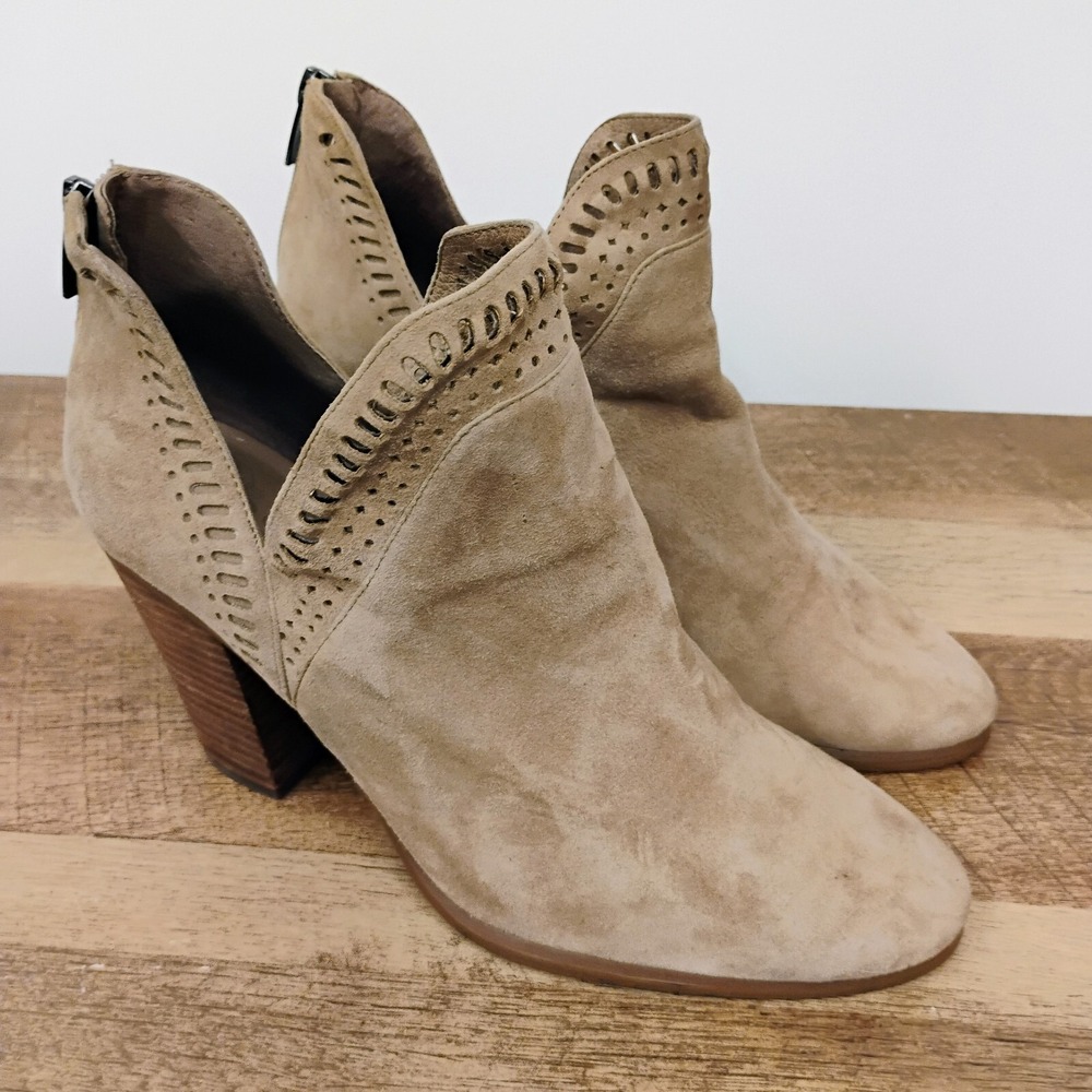 Vince Camuto‎ Boots Womens 10 M Fileana Split Shaft Ankle Bootie Brown Suede Zip - Picture 6 of 13